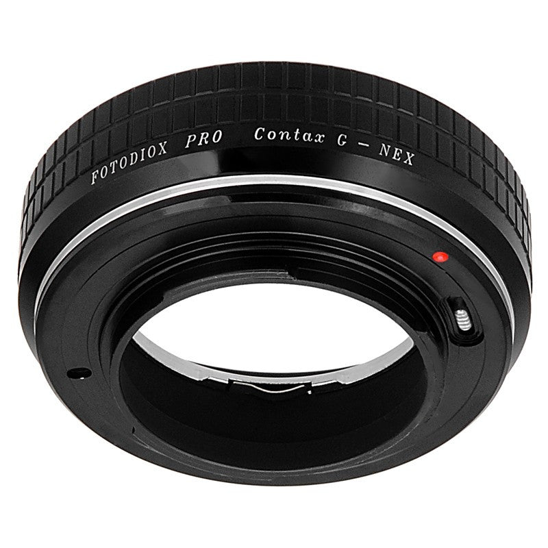 Fotodiox Pro Lens Mount Adapter - Select Contax G Rangefinder Lens to Sony Alpha E-Mount Mirrorless Camera Body with Built-in Focus Control Dial