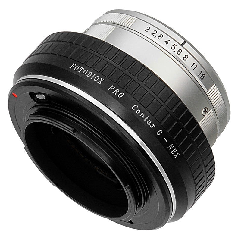Fotodiox Pro Lens Mount Adapter - Select Contax G Rangefinder Lens to Sony Alpha E-Mount Mirrorless Camera Body with Built-in Focus Control Dial