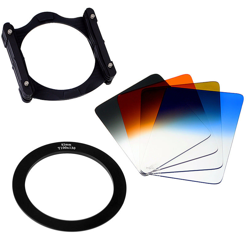 Fotodiox Pro 100mm Filter System Kit: 100mm Filter Holder, 4x 100mm Graduated Filters & Lens Adapter Ring - Compatible with Fotodiox Pro 100x135mm Filters and Cokin Z-Pro (L) Series Filters