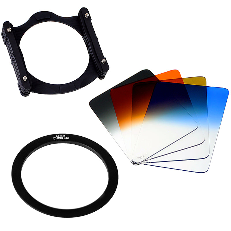 Fotodiox Pro 100mm Filter System Kit: 100mm Filter Holder, 4x 100mm Graduated Filters & Lens Adapter Ring - Compatible with Fotodiox Pro 100x135mm Filters and Cokin Z-Pro (L) Series Filters