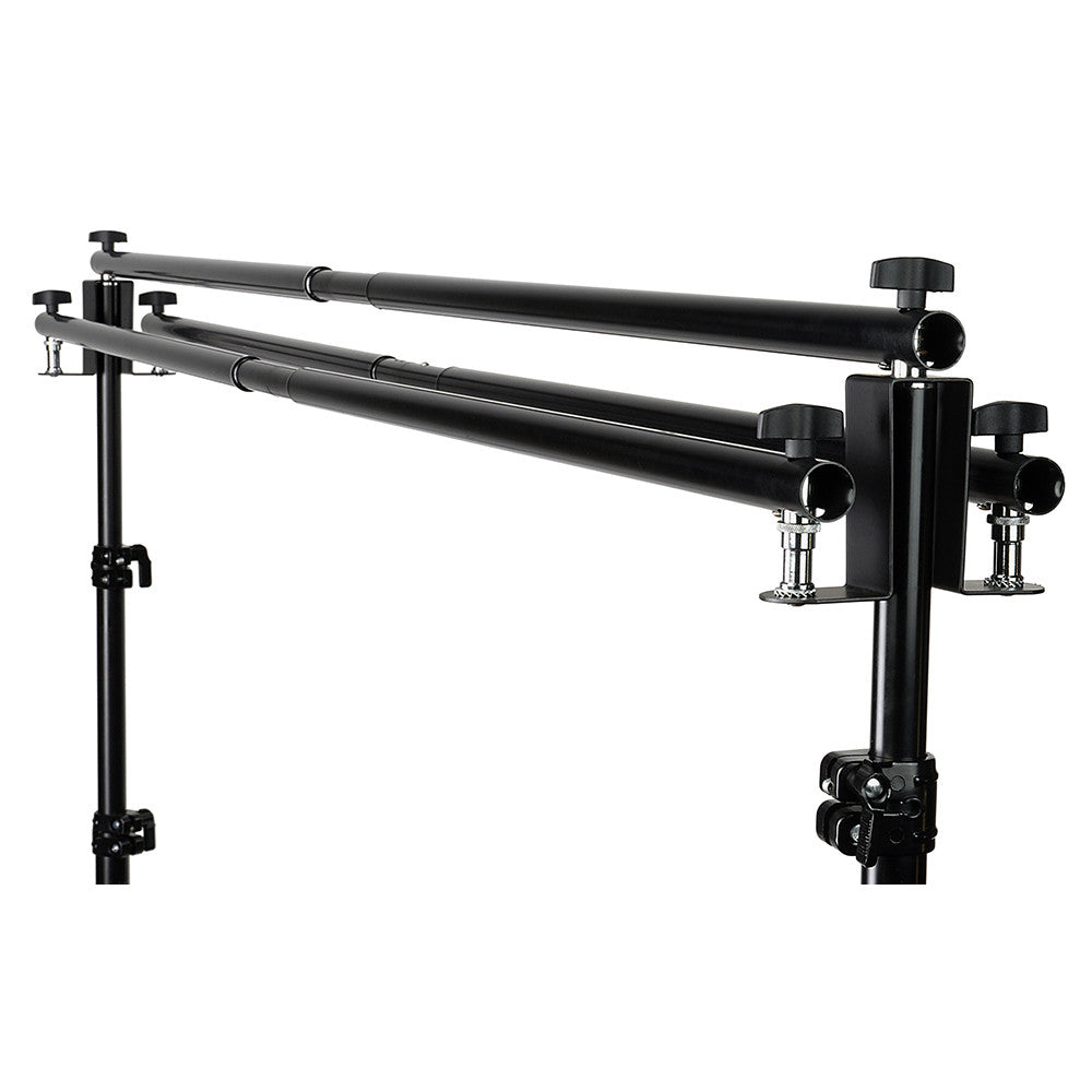 Fotodiox Triple Background Support Kit with 3x Crossbars, 2x Lightstands & Triple Bar Holder Brackets for Studio Backdrop Systems
