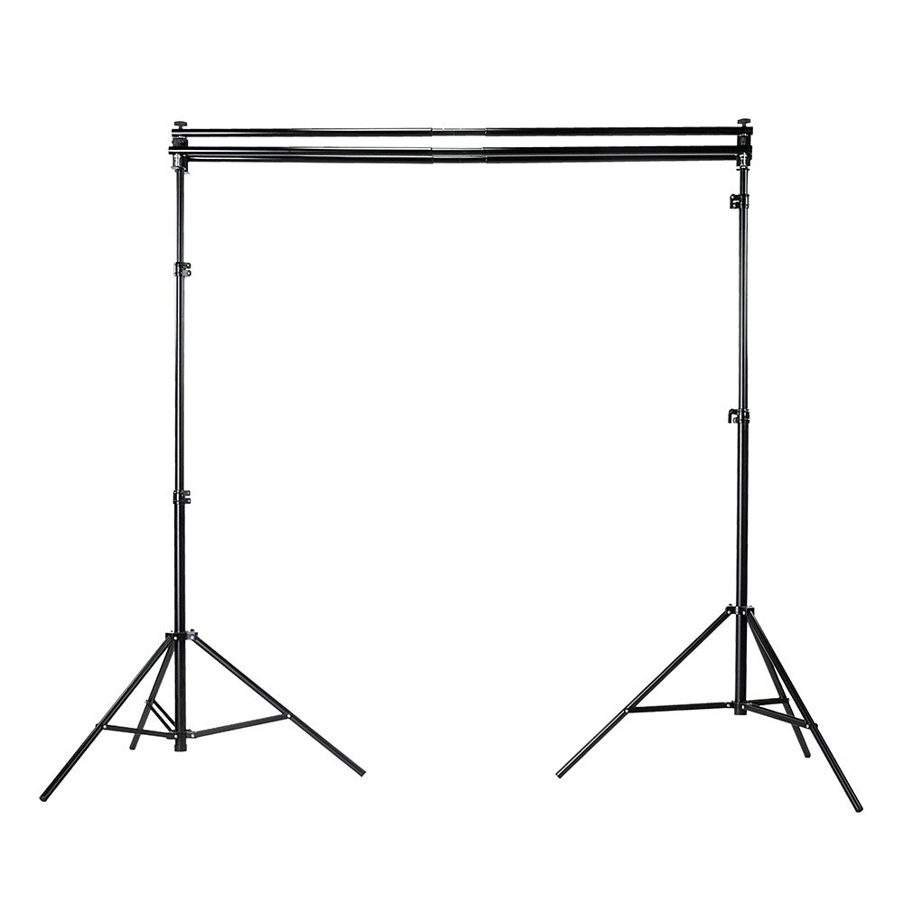 Fotodiox Triple Background Support Kit with 3x Crossbars, 2x Lightstands & Triple Bar Holder Brackets for Studio Backdrop Systems