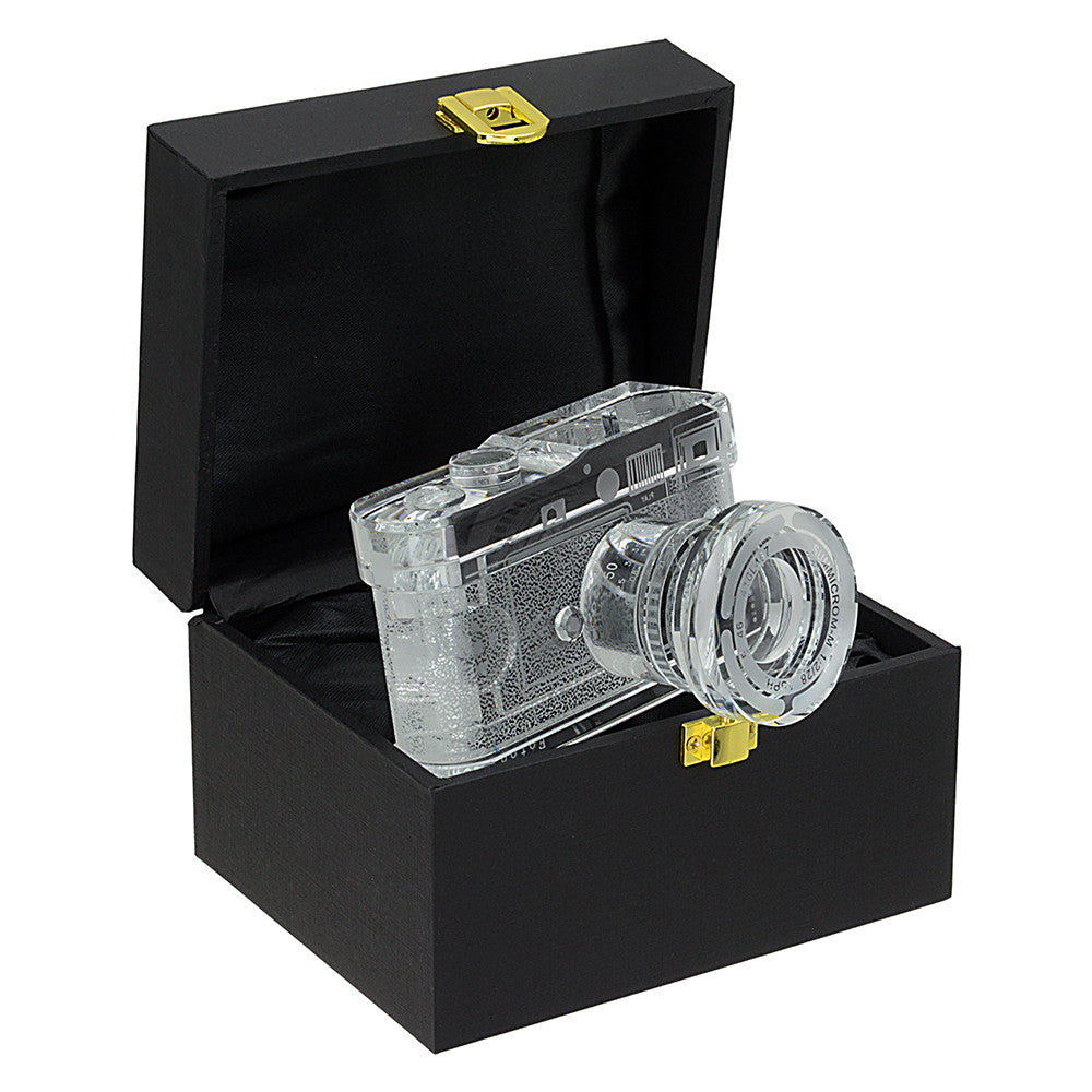 Fotodiox Crystal Rangefinder Camera Display Model - 2/3 of Real Life Size Replica of Leica M9 Camera w/ Summicron 28mm f/2 Lens; Paperweight, Book Shelf, Bookends, Paper Weight