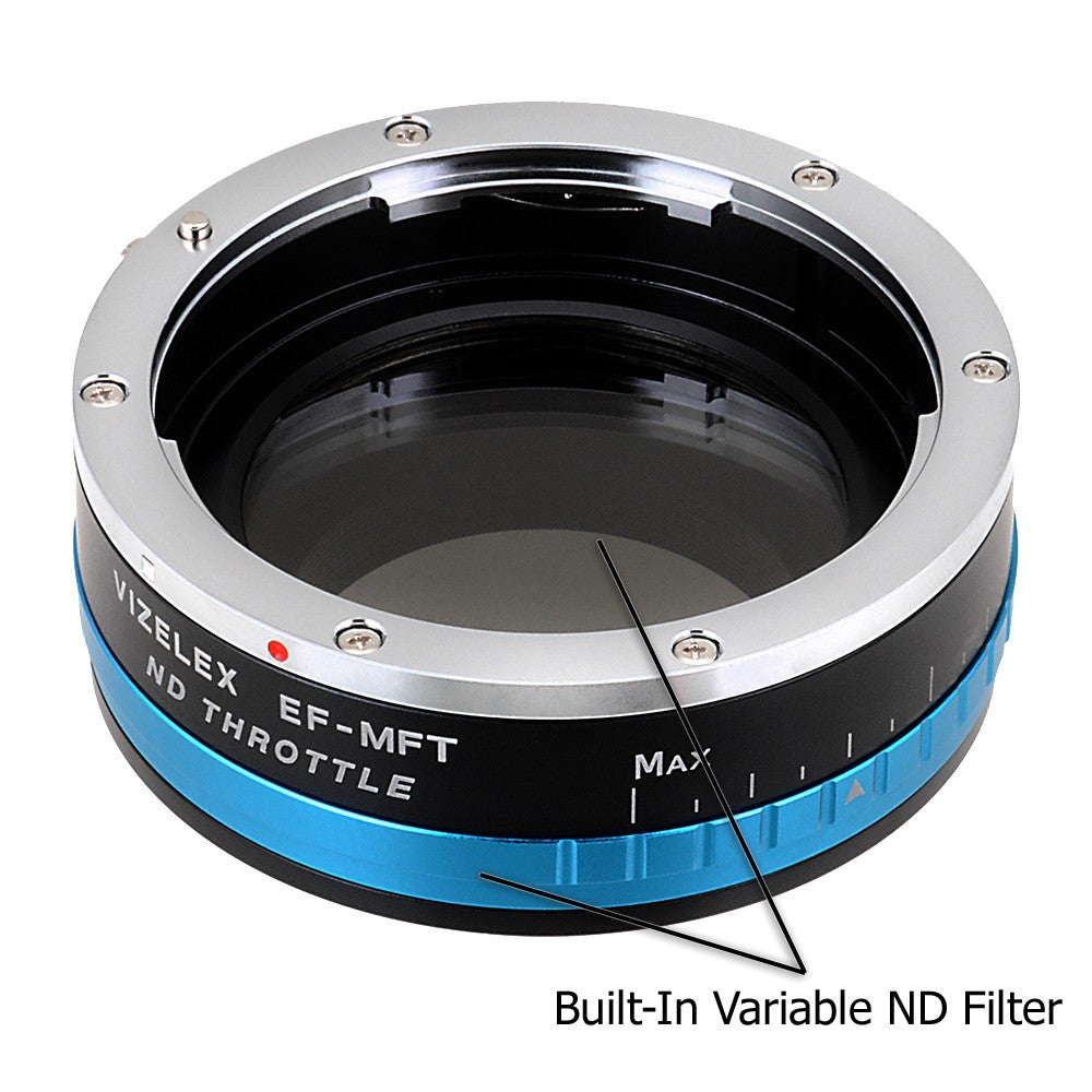Vizelex ND Throttle Lens Mount Adapter - Contax/Yashica (CY) SLR Lens to Micro Four Thirds (MFT, M4/3) Mount Mirrorless Camera Body, with Built-In Variable ND Filter (2 to 8 Stops)