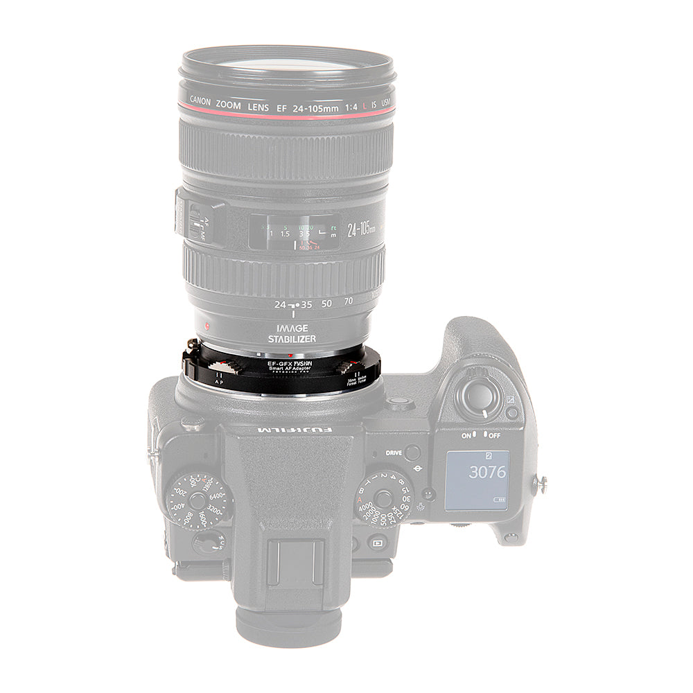 Fotodiox Pro Fusion Adapter, Smart AF Adapter - Canon EOS (EF / EF-S) D/SLR Lens to Fujifilm G-Mount GFX Mirrorless Digital Camera Systems with Full Automated Functions