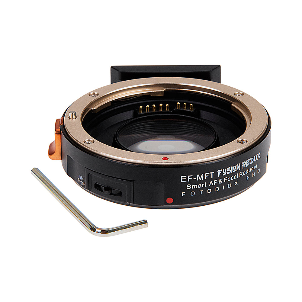 Fotodiox Pro Fusion Redux Adapter, Smart AF Adapter - Canon EOS (EF) D/SLR Lens to Micro Four Thirds (MFT, M4/3) Mount Mirrorless Camera Body with Full Automated Functions & Focal Reducer