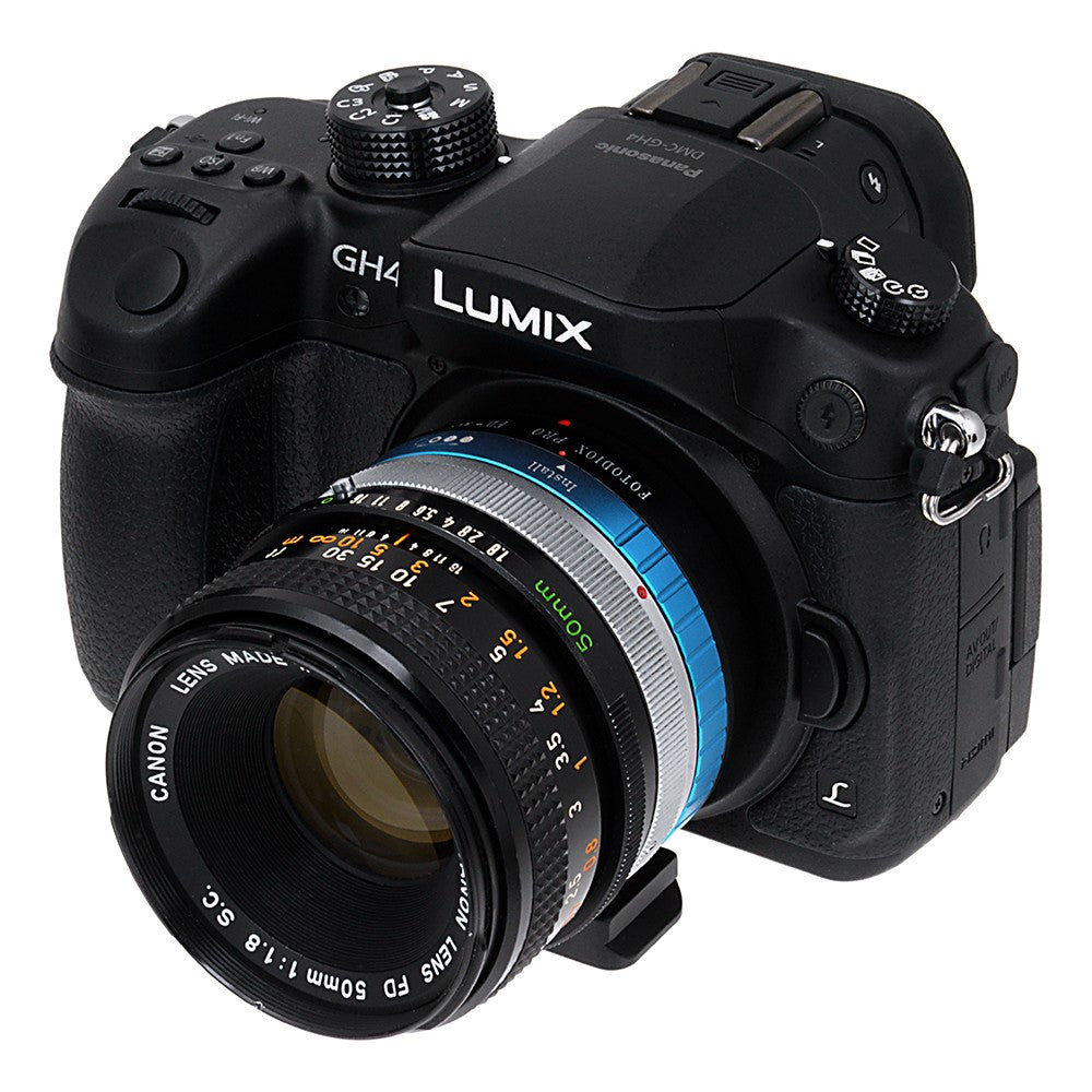 Fotodiox Pro Lens Mount Adapter - Canon FD & FL 35mm SLR lens to Micro Four Thirds (MFT, M4/3) Mount Mirrorless Camera Body, with Built-In Aperture Control Dial