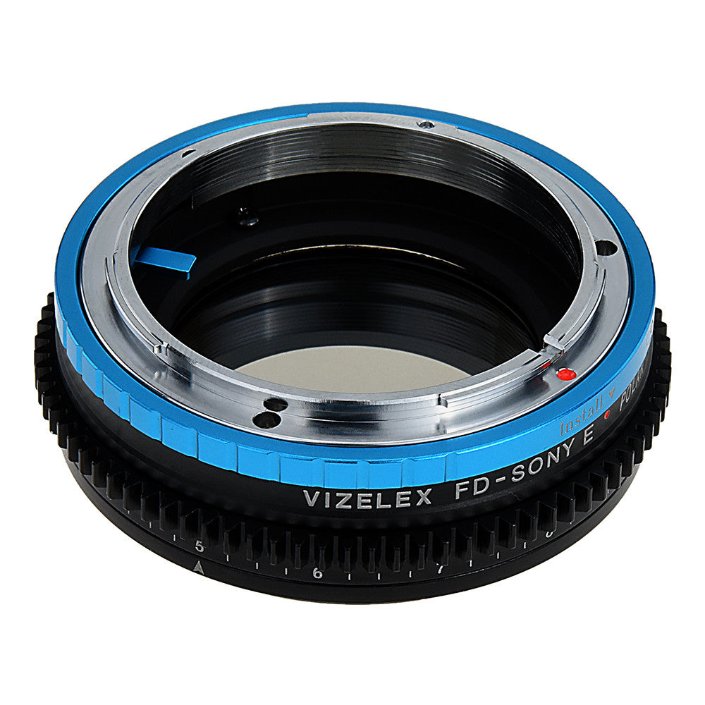 Vizelex Polar Throttle Lens Mount Adapter - Canon FD & FL 35mm SLR lens to Sony Alpha E-Mount Mirrorless Camera Body with Built-In Circular Polarizing Filter