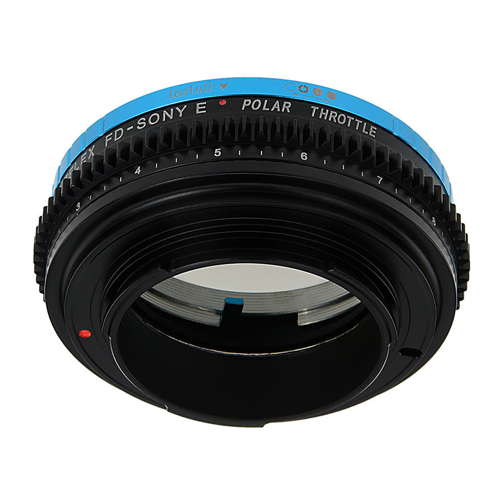 Vizelex Polar Throttle Lens Mount Adapter - Canon FD & FL 35mm SLR lens to Sony Alpha E-Mount Mirrorless Camera Body with Built-In Circular Polarizing Filter