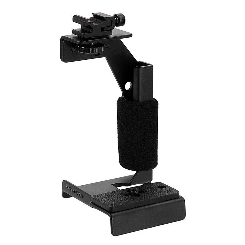 Fotodiox Pro GoTough Grip and QR Mount - Black Aluminum Camera Light Bracket, Action Grip with QR Base Mount for GoPro HERO Mounting Buckle System