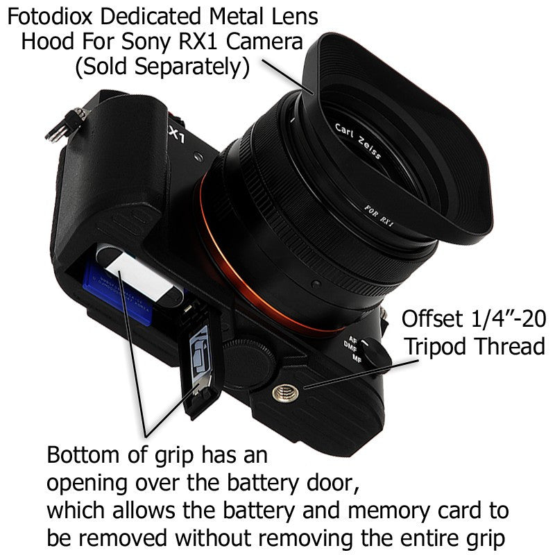 All Metal Black Camera Hand Grip for Sony DSC-RX1 Cyber-Shot Digital Camera with Battery Access