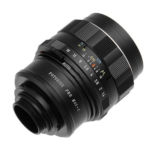 Fotodiox Pro Lens Adapter - Compatible with M42 Screw Mount SLR Lenses to C-Mount (1" Screw Mount) Cine & CCTV Cameras