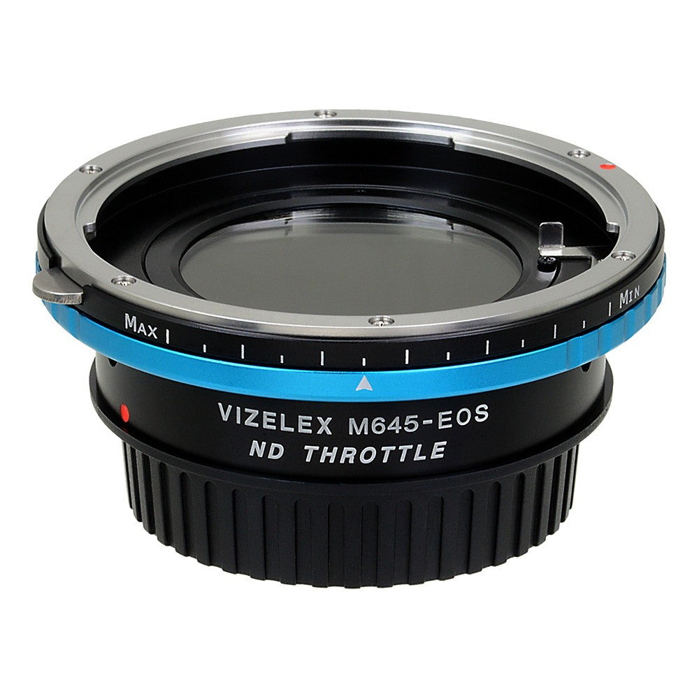 Vizelex ND Throttle Lens Mount Adapter - Mamiya 645 (M645) Mount Lenses to Canon EOS (EF, EF-S) Mount SLR Camera Body with Built-In Variable ND Filter (2 to 8 Stops)