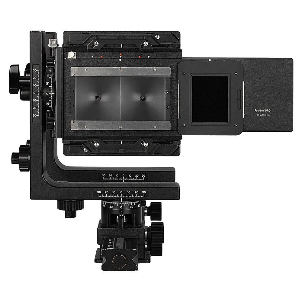 Fotodiox Pro Lens Adapter - Mamiya 645 Film Backs to Large Format 4x5 View Cameras with a Graflok Rear Standard - Shift / Stitch Adapter
