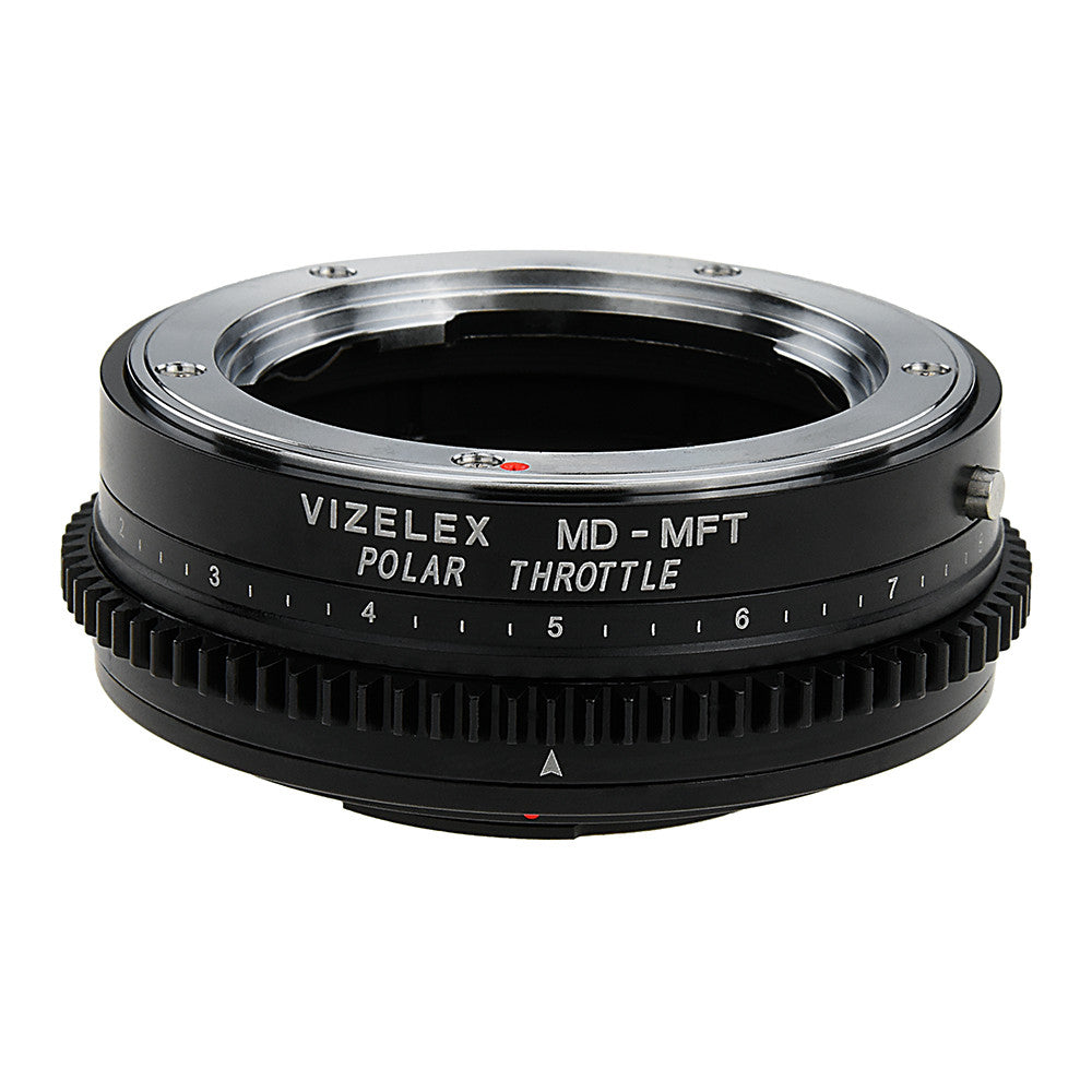 Vizelex Polar Throttle Lens Mount Adapter - Minolta Rokkor (SR / MD / MC) SLR Lens to Micro Four Thirds (MFT, M4/3) Mount Mirrorless Camera Body with Built-In Circular Polarizing Filter