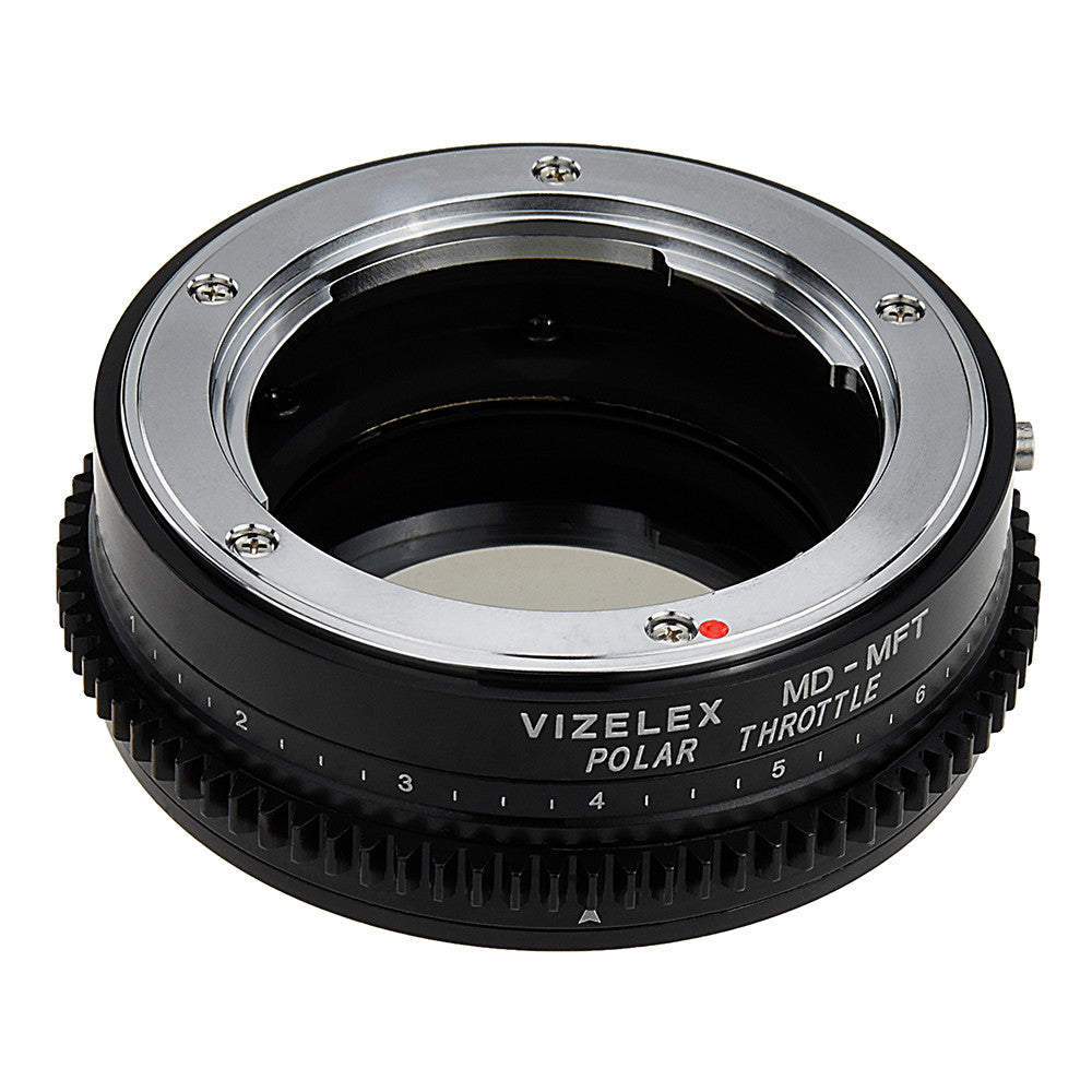 Vizelex Polar Throttle Lens Mount Adapter - Minolta Rokkor (SR / MD / MC) SLR Lens to Micro Four Thirds (MFT, M4/3) Mount Mirrorless Camera Body with Built-In Circular Polarizing Filter