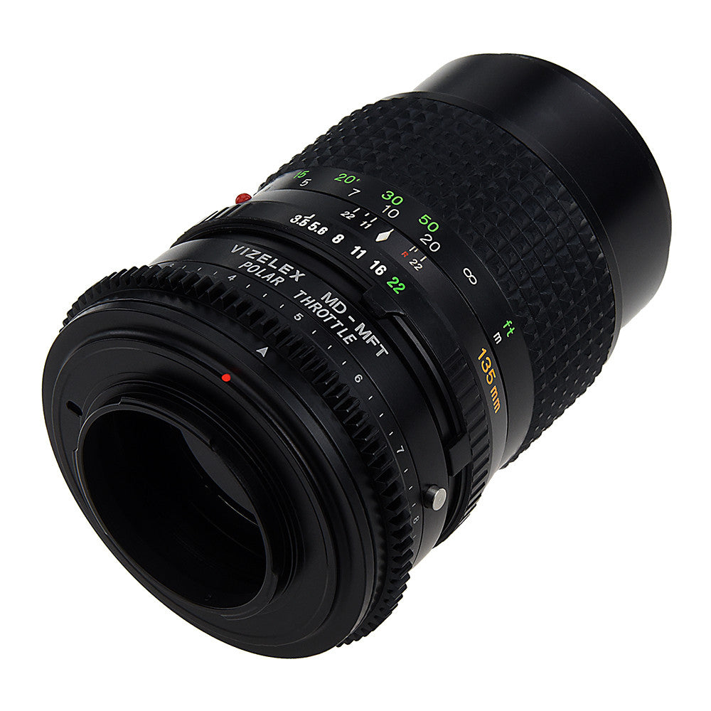 Vizelex Polar Throttle Lens Mount Adapter - Minolta Rokkor (SR / MD / MC) SLR Lens to Micro Four Thirds (MFT, M4/3) Mount Mirrorless Camera Body with Built-In Circular Polarizing Filter