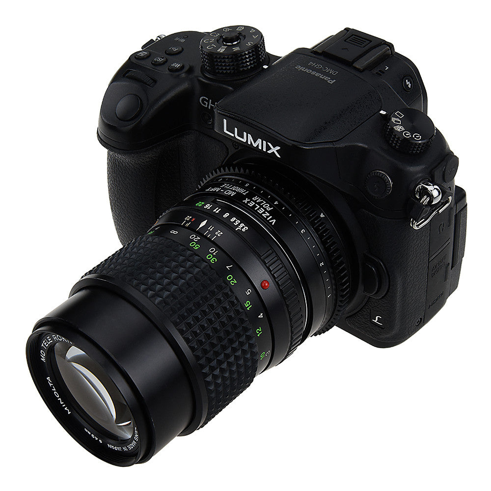 Vizelex Polar Throttle Lens Mount Adapter - Minolta Rokkor (SR / MD / MC) SLR Lens to Micro Four Thirds (MFT, M4/3) Mount Mirrorless Camera Body with Built-In Circular Polarizing Filter