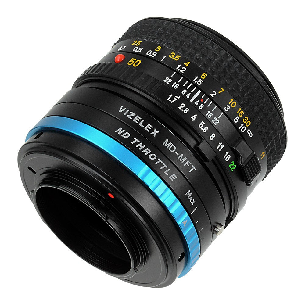 Vizelex ND Throttle Lens Mount Adapter - Minolta Rokkor (SR / MD / MC) SLR Lens to Micro Four Thirds (MFT, M4/3) Mount Mirrorless Camera Body with Built-In Variable ND Filter (2 to 8 Stops)