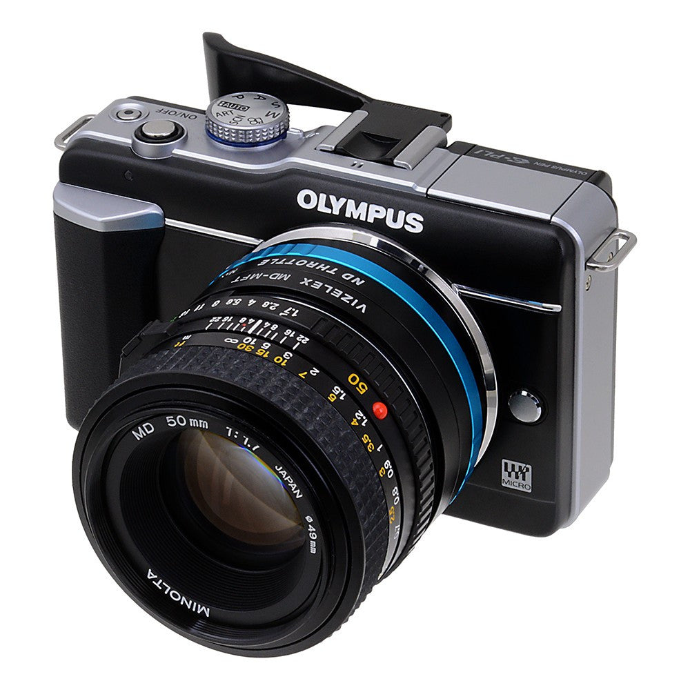 Vizelex ND Throttle Lens Mount Adapter - Minolta Rokkor (SR / MD / MC) SLR Lens to Micro Four Thirds (MFT, M4/3) Mount Mirrorless Camera Body with Built-In Variable ND Filter (2 to 8 Stops)