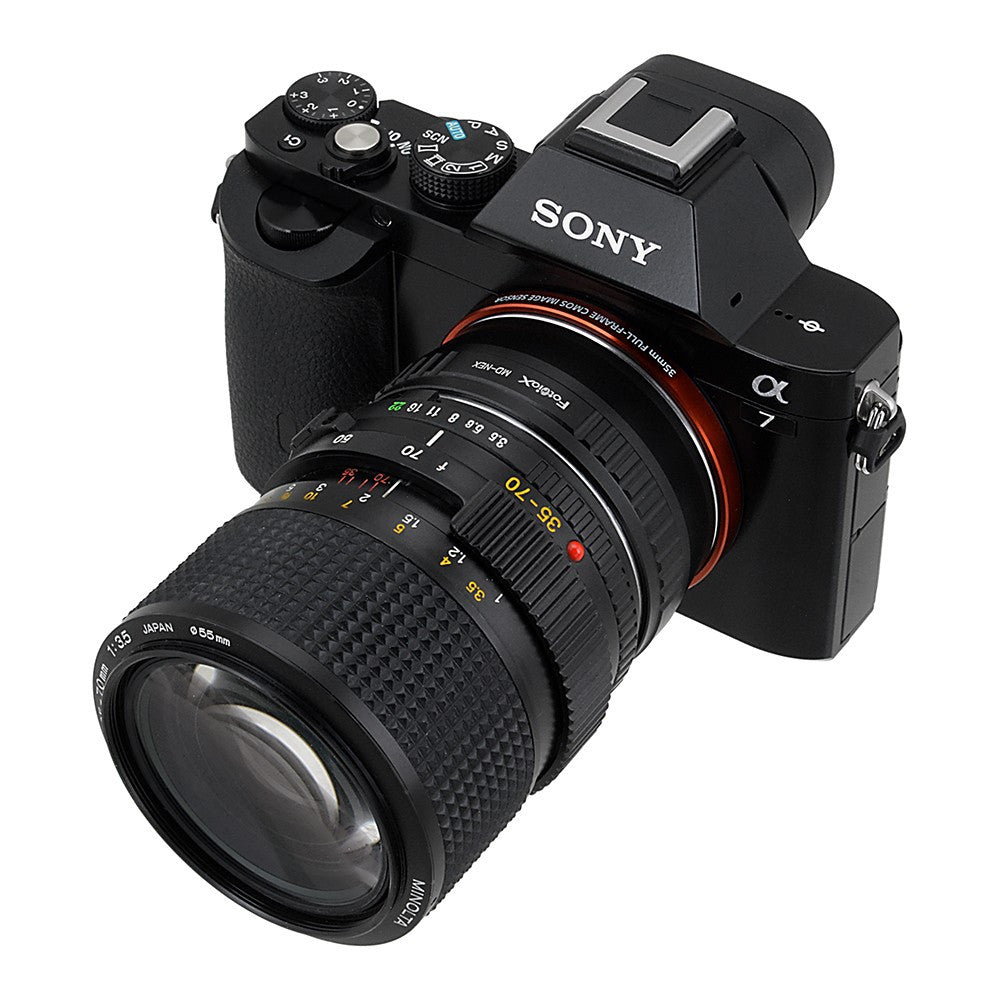 Fotodiox Lens Mount Adapter - Minolta Rokkor (SR / MD / MC) SLR Lens to Sony Alpha E-Mount Mirrorless Camera Body