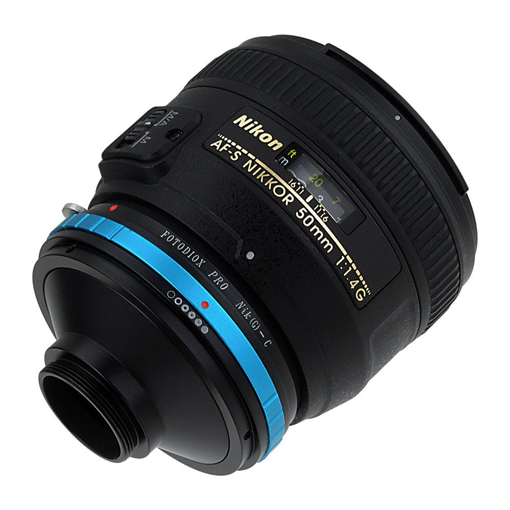 Fotodiox Pro Lens Adapter - Compatible with Nikon Nikkor F Mount G-Type D/SLR Lenses to C-Mount (1" Screw Mount) Cine & CCTV Cameras with Built-In Aperture Control Dial