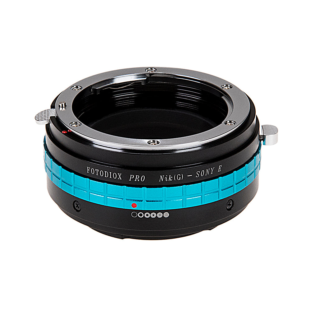 Fotodiox Pro Lens Mount Adapter - Nikon Nikkor F Mount G-Type D/SLR Lens to Sony Alpha E-Mount Mirrorless Camera Body with Selectable Clicked / Declicked Aperture Control