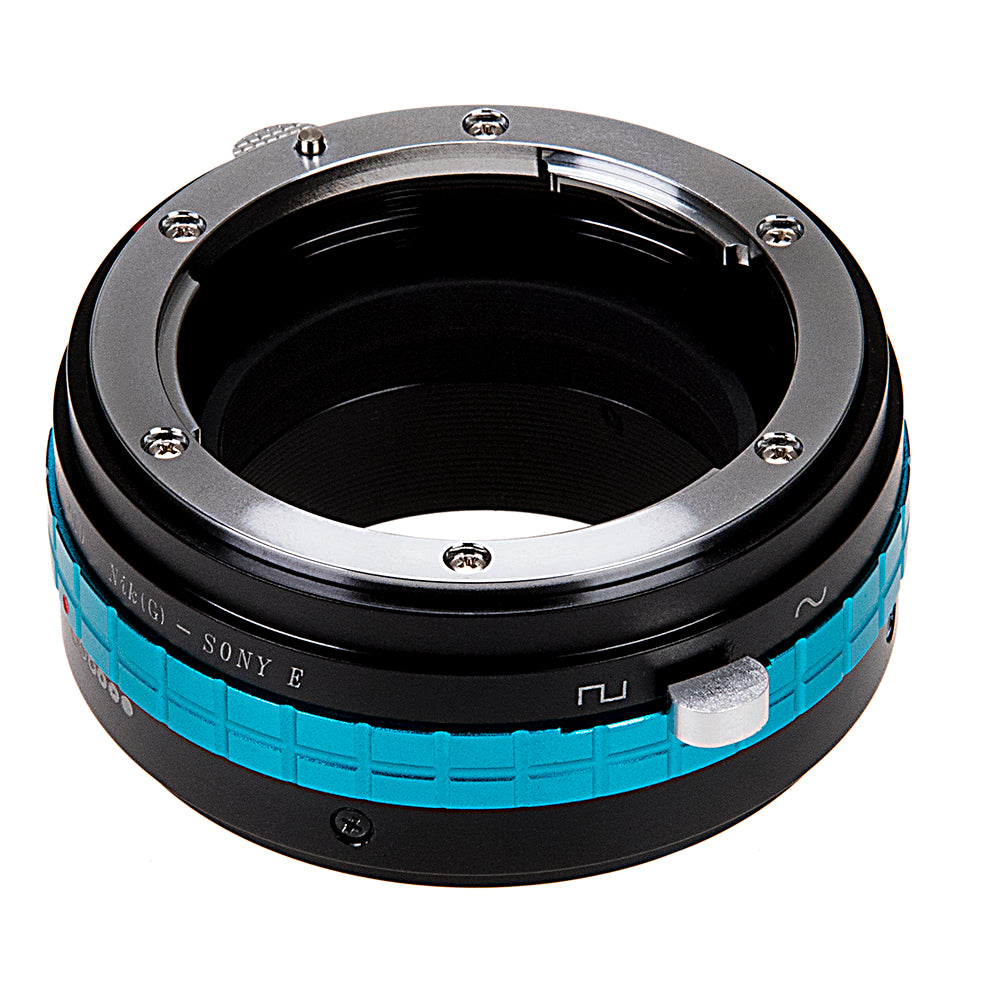 Fotodiox Pro Lens Mount Adapter - Nikon Nikkor F Mount G-Type D/SLR Lens to Sony Alpha E-Mount Mirrorless Camera Body with Selectable Clicked / Declicked Aperture Control