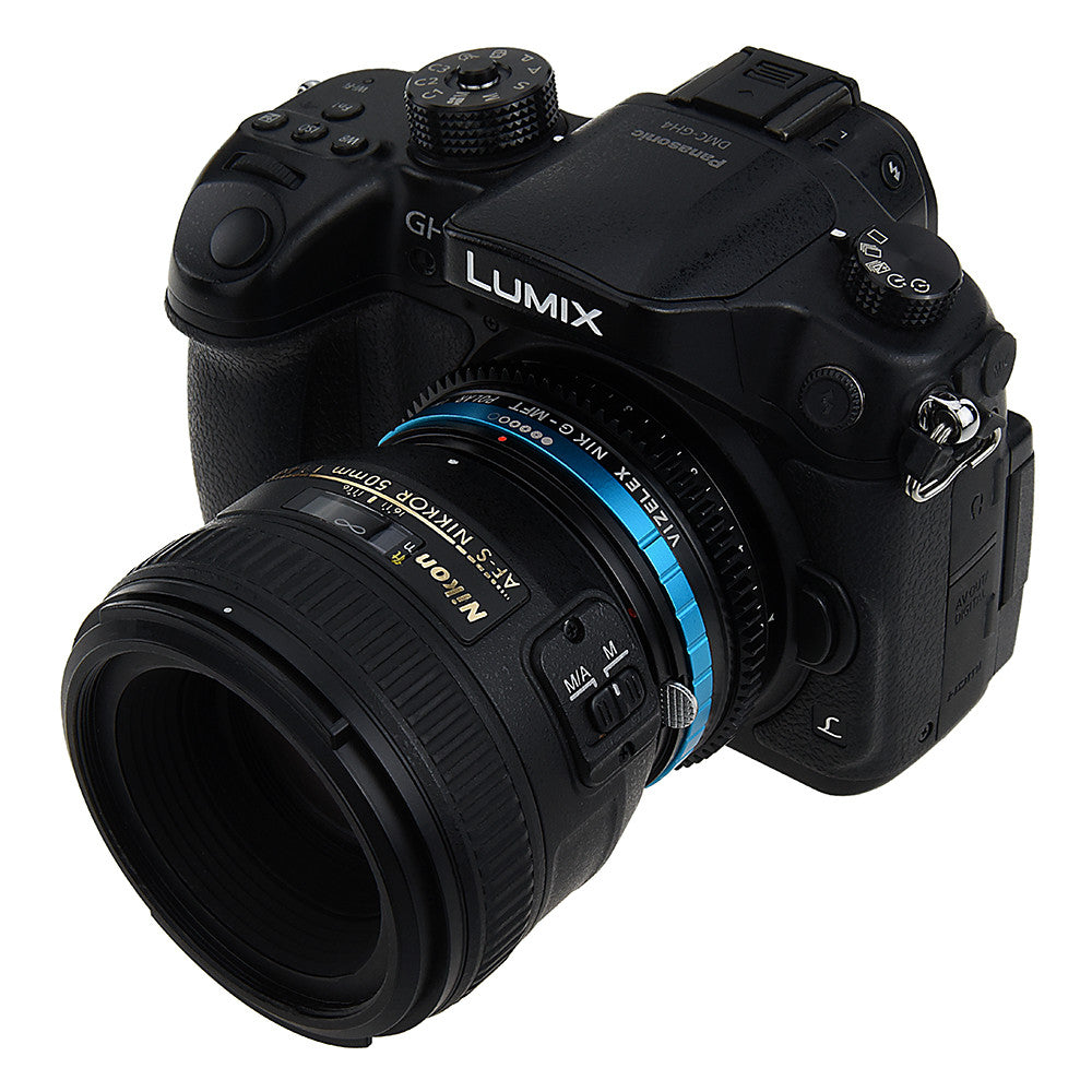Vizelex Polar Throttle Lens Mount Adapter - Nikon Nikkor F Mount G-Type D/SLR Lens to Micro Four Thirds (MFT, M4/3) Mount Mirrorless Camera Body with Built-In Circular Polarizing Filter