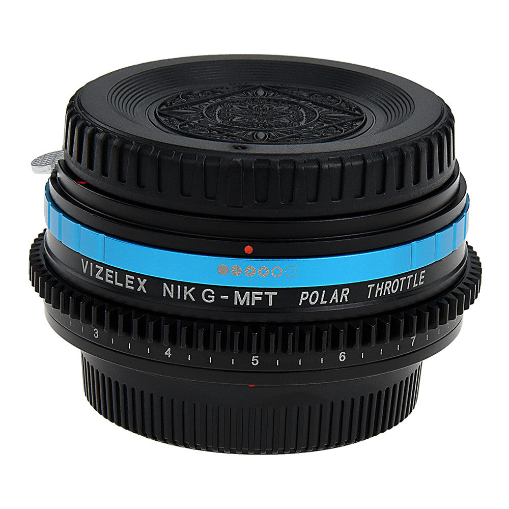 Vizelex Polar Throttle Lens Mount Adapter - Nikon Nikkor F Mount G-Type D/SLR Lens to Micro Four Thirds (MFT, M4/3) Mount Mirrorless Camera Body with Built-In Circular Polarizing Filter