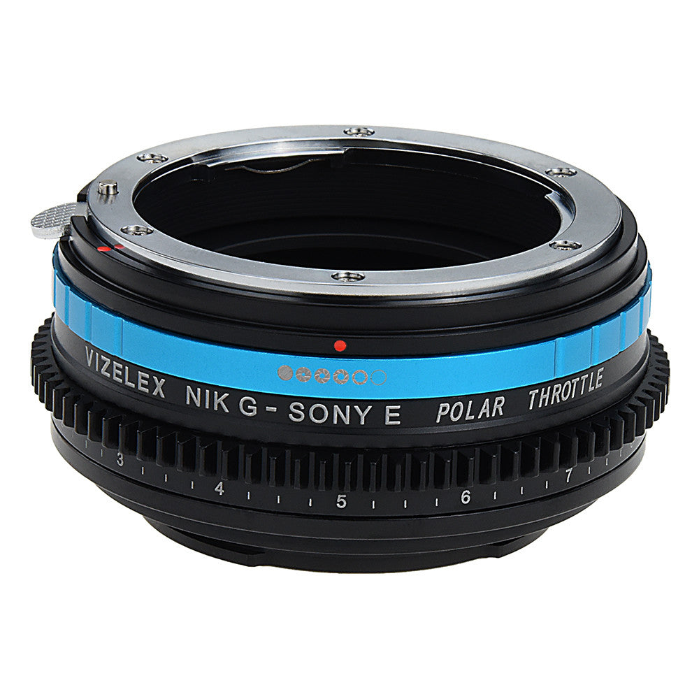 Vizelex Polar Throttle Lens Mount Adapter - Nikon Nikkor F Mount G-Type D/SLR Lens to Sony Alpha E-Mount Mirrorless Camera Body with Built-In Circular Polarizing Filter