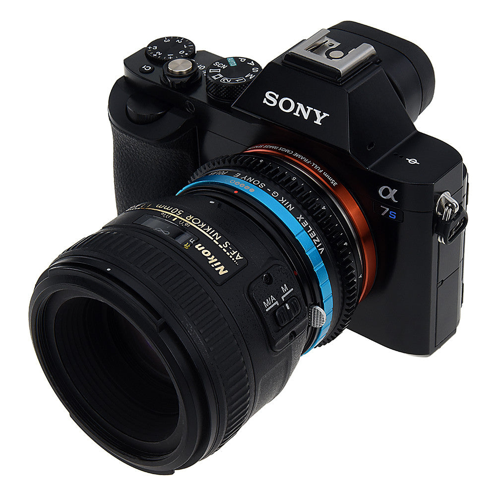 Vizelex Polar Throttle Lens Mount Adapter - Nikon Nikkor F Mount G-Type D/SLR Lens to Sony Alpha E-Mount Mirrorless Camera Body with Built-In Circular Polarizing Filter