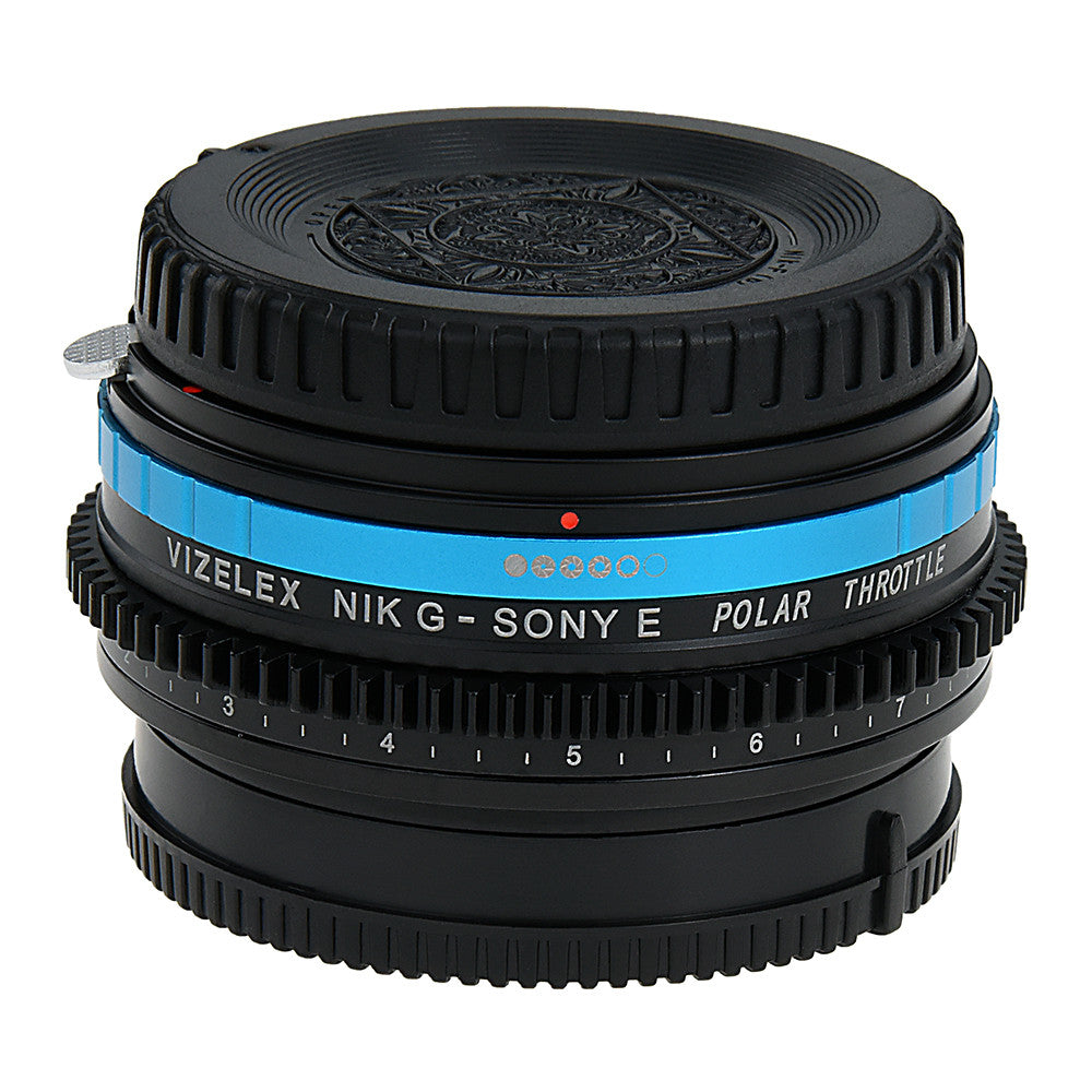Vizelex Polar Throttle Lens Mount Adapter - Nikon Nikkor F Mount G-Type D/SLR Lens to Sony Alpha E-Mount Mirrorless Camera Body with Built-In Circular Polarizing Filter