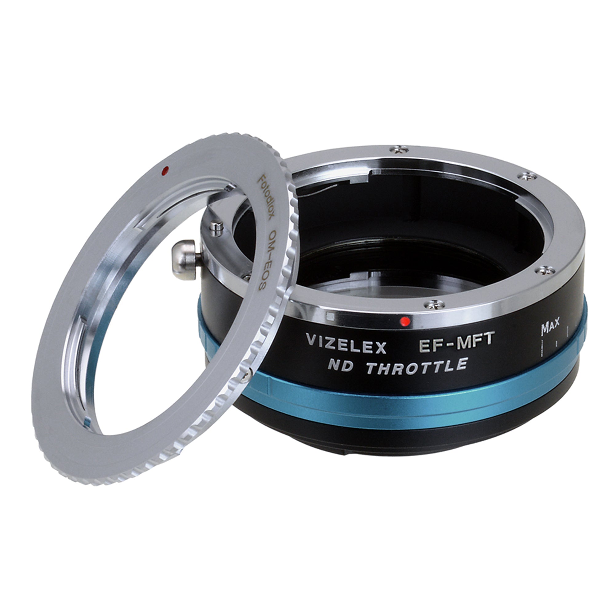 Vizelex ND Throttle Lens Mount Adapter - Olympus Zuiko (OM) 35mm SLR Lens to Micro Four Thirds (MFT, M4/3) Mount Mirrorless Camera Body, with Built-In Variable ND Filter (2 to 8 Stops)