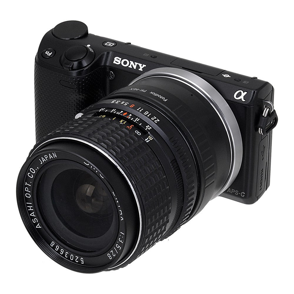 Fotodiox Lens Mount Adapter - Pentax K Mount (PK) SLR Lens to Sony Alpha E-Mount Mirrorless Camera Body