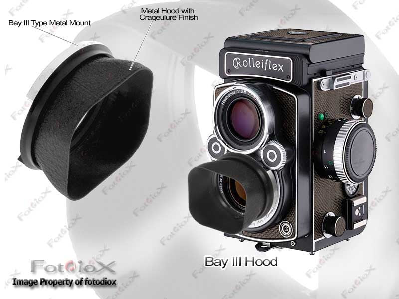 Fotodiox Pro Lens Hood for Rollei TLR Camera with Bay III (B3) f2.8 Take Lens - Matte Finish, fits Twin Lens Rollei (TLR) Bay III Mount, 2.8 B/C/D/E/F/GX/FX (Biometer, Planar, Xenotar, Sonnar) Lenses