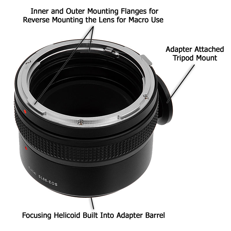 Fotodiox Pro Lens Mount Adapter Compatible with Rolleiflex SL66 Series Lens to Canon EOS (EF, EF-S) Mount SLR Camera Body - with Generation v10 Focus Confirmation Chip and Built-In Focusing Helicoid