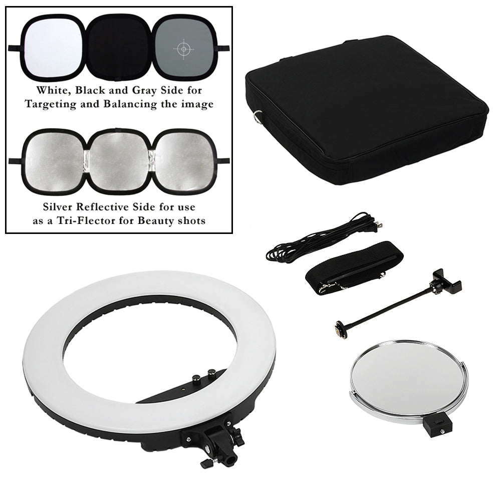 Fotodiox Selfie Starlite Vlog Light - 18in Bi-Color Dimmable LED Ring Light for Portrait, Photography, Makeup, YouTube, Live Streaming Video and more