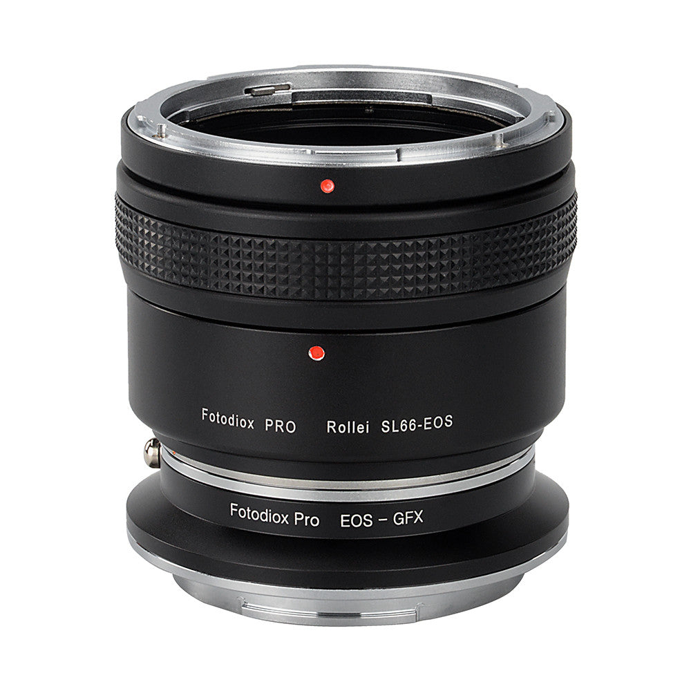 Fotodiox Pro Lens Mount Double Adapter, Rolleiflex SL66 Series and Canon EOS (EF / EF-S) D/SLR Lenses to Fujifilm Fuji G-Mount GFX Mirrorless Digital Cameras with Built-In Focusing Helicoid