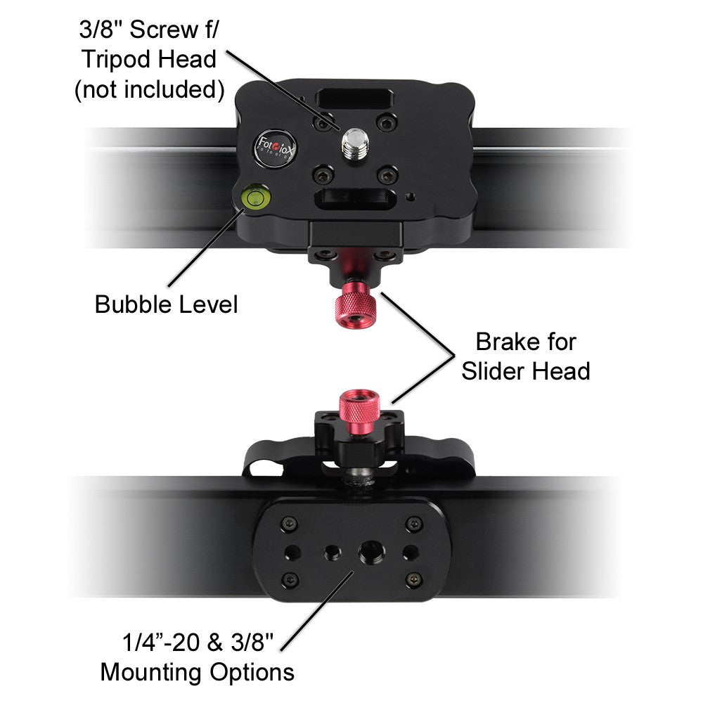 Fotodiox Pro SlideCam Video Slider Stabilizer, DSLR Camera Track Slider, Linear Stabilization Rail System With Ball-Bearing Slide Mechanism, Adjustable Legs and Carrying Case