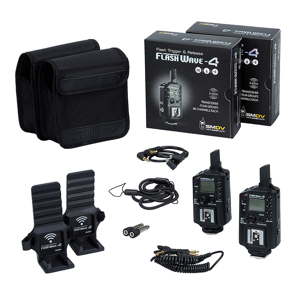 SMDV Flash Wave-4 Professional Flash Trigger & Release - 2.4GHz 80-Channel Digital Dual Radio Transceiver for Studio Strobe, Flash and Camera