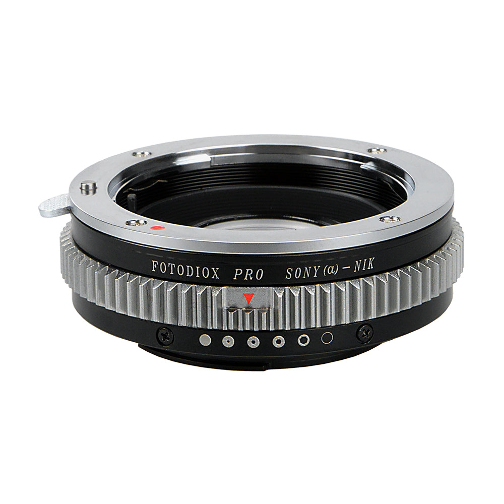 Fotodiox Pro Lens Mount Adapter - Sony Alpha A-Mount (and Minolta AF) DSLR Lens to Nikon F Mount SLR Camera Body with Built-In Aperture Control Dial