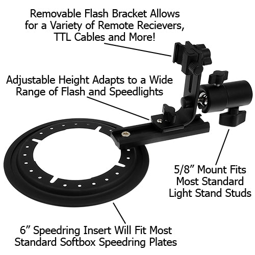 Fotodiox Pro 152mm (6in) Speedring Insert for Most Softboxes, Beauty Dishes and More - Nikon, Canon, Yongnuo Speedlites and More