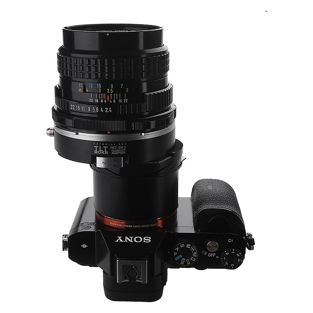 Fotodiox Pro TLT ROKR - Tilt / Shift Lens Mount Adapter for Pentax 6x7 (P67, PK67) Mount SLR Lenses to Sony Alpha E-Mount Mirrorless Camera Body