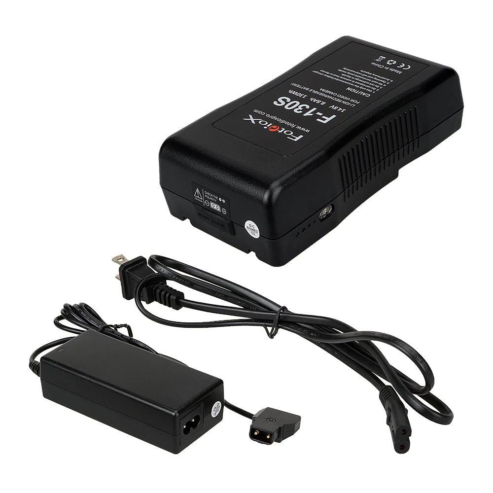 Fotodiox Li-Ion V-Mount Battery & Charger Kit for Fotodiox Pro, FlapJack & Factor Series LED Lights - Replaces Sony BP-GL65 and BPL-60 Battery