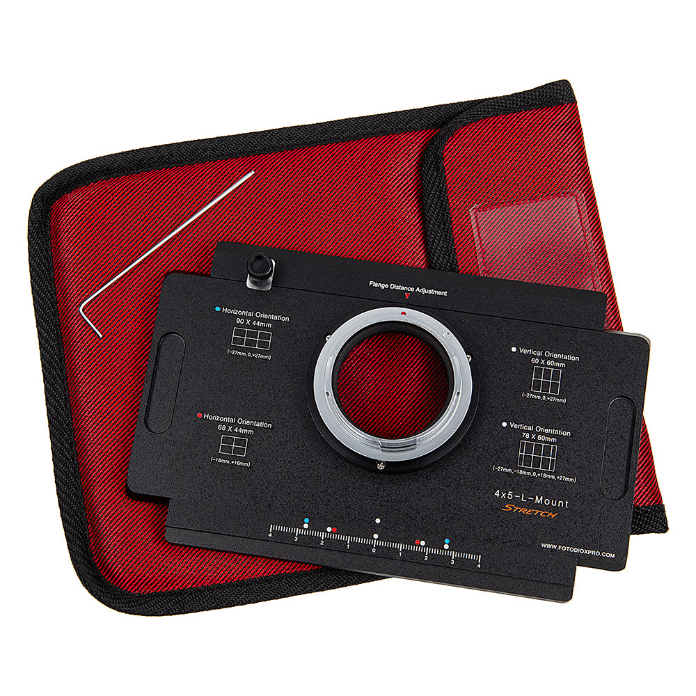 Fotodiox Pro Lens Adapter - L-Mount Alliance Mirrorless Cameras to Large Format 4x5 View Cameras with a Graflok Rear Standard - Shift / Stitch Adapter