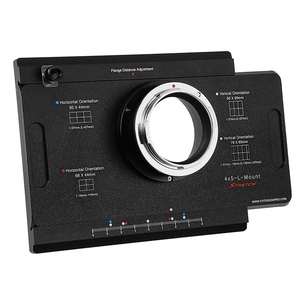 Fotodiox Pro Lens Adapter - L-Mount Alliance Mirrorless Cameras to Large Format 4x5 View Cameras with a Graflok Rear Standard - Shift / Stitch Adapter