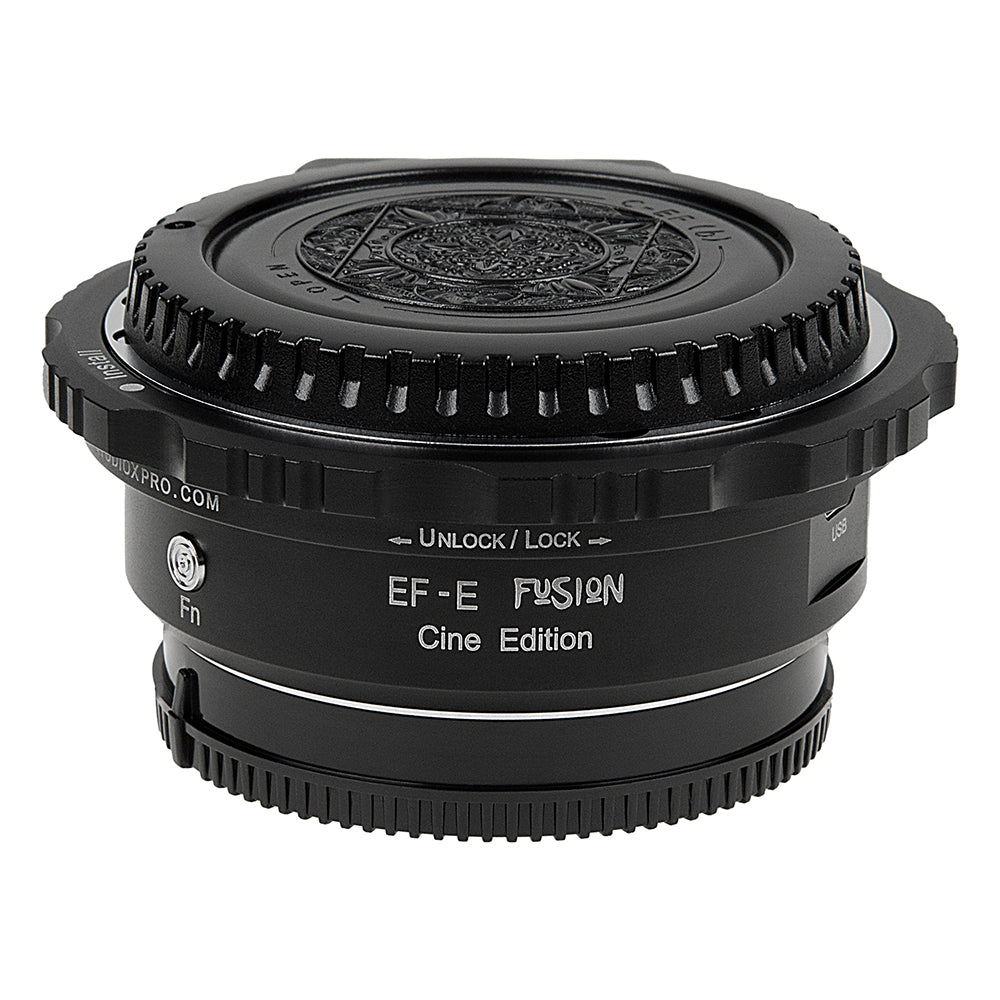Fotodiox Pro Fusion Smart AF Cine Edition Lens Adapter - Compatible with Canon EOS (EF / EF-S) D/SLR Lenses to Sony Alpha E-Mount Mirrorless Cameras with Automated Functions, Beach Lock Mounting & USB Upgradeable Port