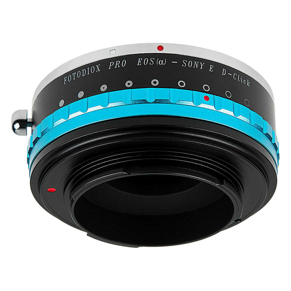 Fotodiox Pro Lens Mount Adapter - Canon EOS (EF Only) D/SLR Lenses to Sony E-Mount Mirrorless Cameras with Built-In De-Clicked Iris