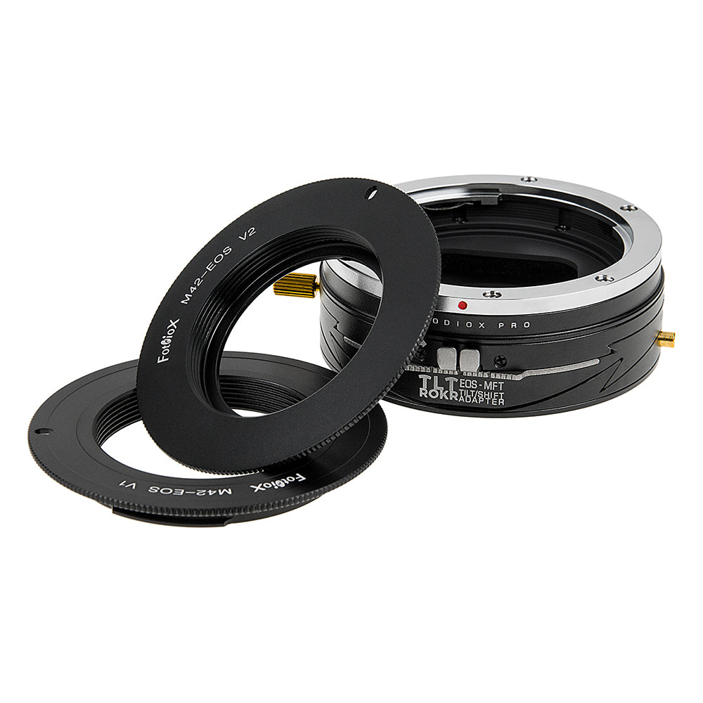 Fotodiox Pro TLT ROKR - Tilt / Shift Lens Mount Double Adapter - Compatible with M42 Type 1 & 2 Screw Mount & Canon EOS (EF / EF-S) D/SLR Lenses to Micro Four Thirds (MFT, M4/3) Mount Mirrorless Camera Body